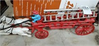 cast iron horse & fire ladder wagon