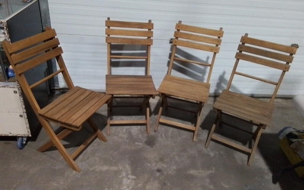 Four Acacia Wooden Chairs