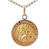 St Christopher Medallion Pendant 14k Yellow Gold