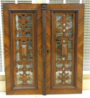 Fretwork Carved Walnut Cabinet Doors.
