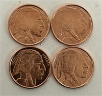 (4) COPPER BUFFALO INDIAN HEAD 1oz COINS