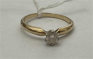 Classic 10k Gold Solitaire Round Cut Diamond Ring
