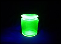 Vintage Green Uranium Glass 2.75" Tall Jar