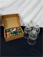 Group of 4 glass globes and votive candles