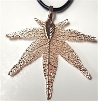 Natural Leaf With Leather Chord Necklace