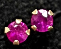 $240  14K Gold Genuine Small Ruby  Earrings