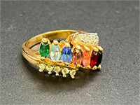 Gold toned and multicolored ring size 7