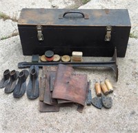 Antique Cobbler's Shoemakers Tool Box, With