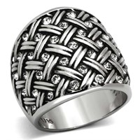 Unique .45ct White Sapphire Weaved Inlay Ring