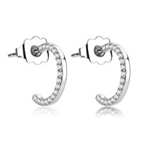 Cute .36ct White Sapphire Half Hoop Earrings