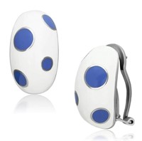 Pretty Polished Half Oval Blue Pattern Earrings