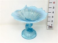 Blue Opalescent Dolphin Fish Compote Candy Dish