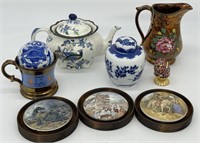 Lot Antique Luster Ware Mug & Pitcher, Teapot etc