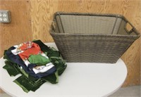 Olive Green Felt Remnants In Large Basket