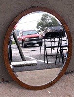 1930s Oak Beveled Glass Mirror 1/4 Sawn Oak