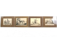 Four French Etchings by Carle Vernet