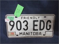 Friendly Manitoba  license plate.