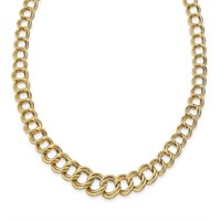 14K- Polished Graduated Double Link Necklace