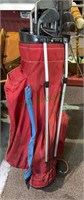 Red golf bag with a Lumen theme collapsible golf