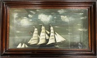 AMAZING 1800'S FOLKSY HALF BODY SHIP DIORAMA