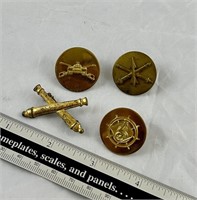 Vintage brass US military lapel collar jacket pins