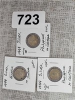 3 1944 WWII PHILLIPINES 10 CENTAVOS COINS