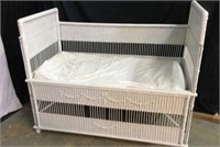 Vintage White Wicker Crib w/ Bows V