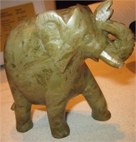 4" Carved Green Stone Elephant