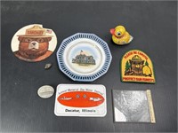Lincoln Library Plate, Smokey the Bear Patch, and