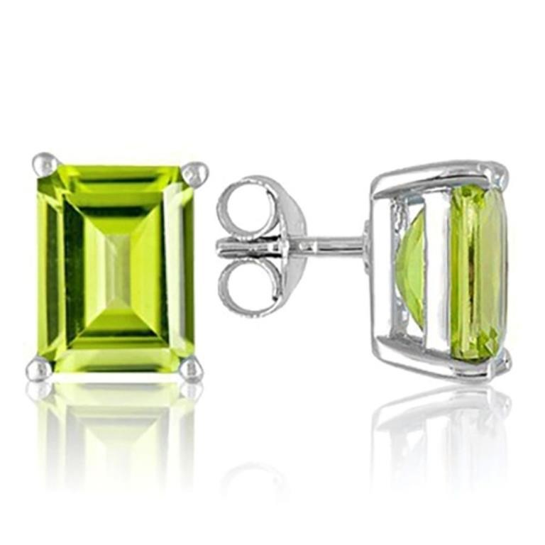 6X4MM Emerald Cut Peridot 1.2CTW Stud Earrings in