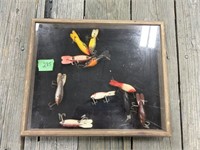 10  Vintage Fishing Lures in Show case