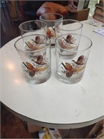 Set of 5 pheasant highball glasses
