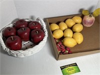 Faux Fruit and Ceramic Basket