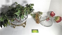 Glass Bowls and faux flowers