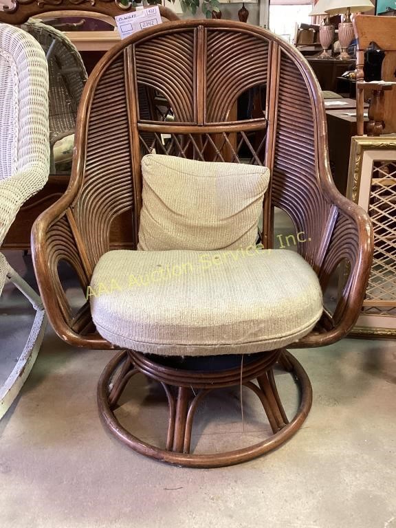 MCM Ratan Chair with cushions swivel chair with