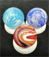 (3) Slag Glass Marbles (well love collectible