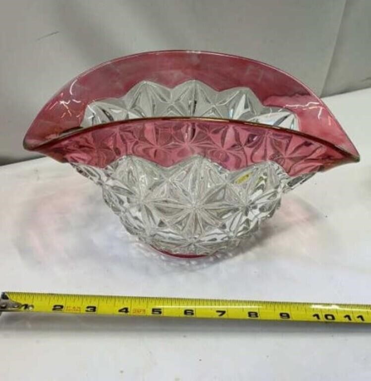 Tiffin Franciscan Glass Cranberry Flashed Oval