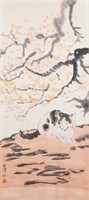 Xu Beihong Chinese Watercolor on Scroll Cat