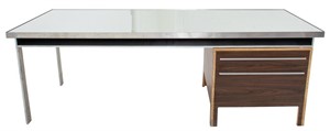 Postmodern Architect-Designed Plywood & Steel Desk