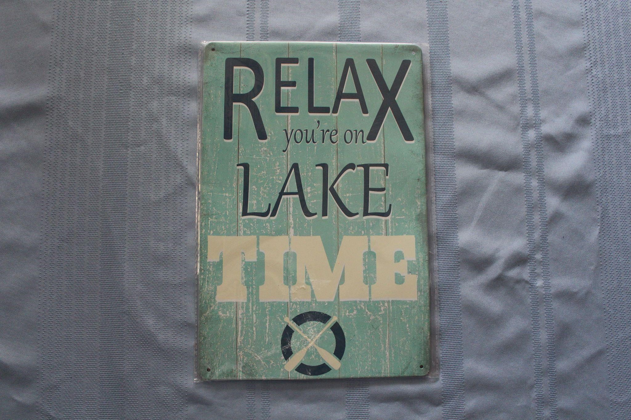 Retro Tin Sign: Relax...Lake Time