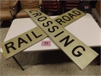 METAL RAIL ROAD CROSSING SIGN