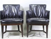 LOT OF FOUR BLACK LEATHER ARMCHAIRS