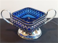 1970s Sugar Bowl Queen Anne Silver Cobalt Bristol