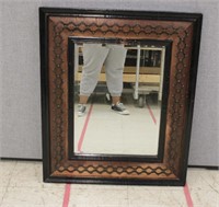 Copper Look & Wood Framed Beveled Mirror