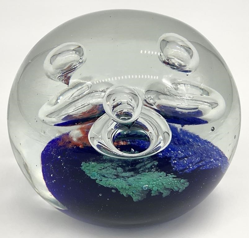 Large Blown Art Glass Paperweight