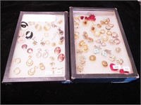 Two trays of earrings, clip and screwback