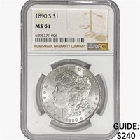 1890-S Morgan Silver Dollar NGC MS61