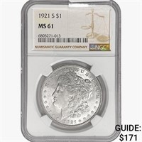 1921-S Morgan Silver Dollar NGC MS61