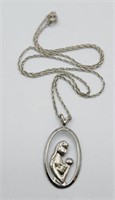 Sterling Silver 18in Mother And Child  Necklace