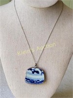 antique pottery shard pendant & sterling necklace